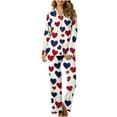 thumbnail image 1 of CZHJS Valentine's Day Womens Pajamas Long Sleeve Party Holiday Loungewear Matching Outfits Pj Sets Plus Size Pajama Wide Leg Pants and Button Down Collared Shirts Sets2 Piece, 1 of 7