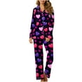 thumbnail image 1 of CZHJS Valentine's Day Womens Pajamas Long Sleeve Party Holiday Loungewear Matching Outfits Pj Sets Plus Size Pajama Wide Leg Pants and Button Down Collared Shirts Sets2 Piece, 1 of 7