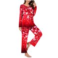 thumbnail image 1 of CZHJS Valentine's Day Womens Pajamas for Women Set Long Sleeve Festival Party Holiday Loungewear Matching Outfits Pj Sets Plus Size Pajama Wide Leg Pants and Scoop Neck Shirts Sets&nbsp; 2 Piece, 1 of 7