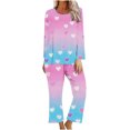 thumbnail image 1 of CZHJS Valentine's Day Womens Pajamas for Women Set Long Sleeve Festival Party Holiday Loungewear Pj Sets Matching Outfits Pajama Wide Leg Pants and Scoop Neck Shirts Sets&nbsp; 2 Piece Plus Size, 1 of 3