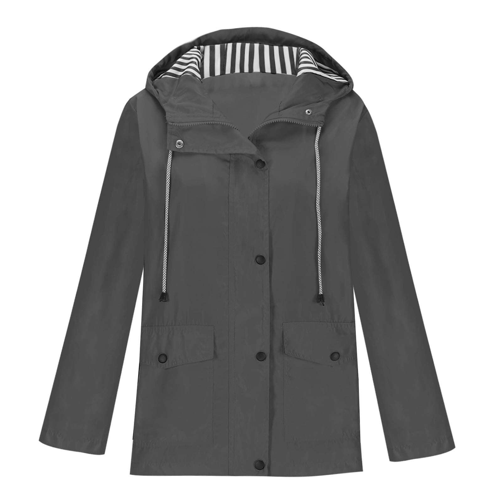 Fall Waterproof CZHJS Waterproof with Hood Rain Jacket for Women Windbreaker Outdoor ...