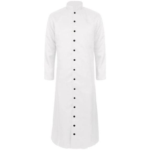 CZHJS Women's Comfy Gothic Trench Coat for Men/ Women Retro Swing Jacket Fashion Trendy Work Steampunk Solid Color Renaissance Tops Casual Loose Vintage Long Sleeve Shirts White S