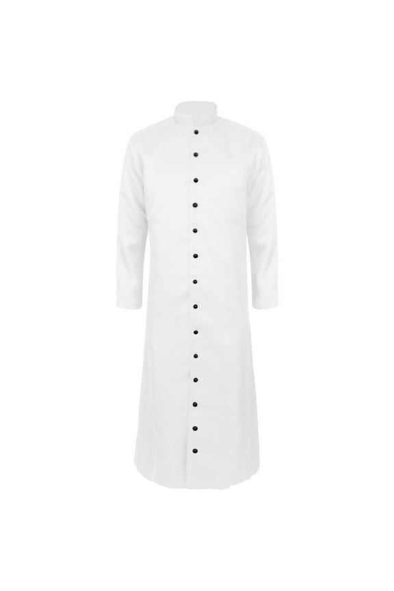 Women's Comfy Gothic Trench Coat for Men/ Women Retro Swing Jacket Fashion Trendy Work Steampunk Solid Color Renaissance Tops Casual Loose Vintage Long Sleeve Shirts White L