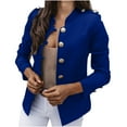 thumbnail image 1 of CZHJS Women's Comfy Lightweight Fall Blazer Vintage Clothing Solid Color Tops Casual Loose Fashion Lapel Slim Trendy Work Long Sleeve Shirts Business Jacket Blue S, 1 of 5