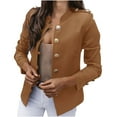 thumbnail image 1 of CZHJS Women's Comfy Lightweight Fall Blazer Vintage Clothing Solid Color Tops Casual Loose Fashion Lapel Slim Trendy Work Long Sleeve Shirts Business Jacket Coffee XXXL, 1 of 5
