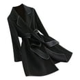 thumbnail image 1 of CZHJS Women's Lightweight Jacket Trendy Lady Casual Jackets Notch Stand Collared Coat Winter Clothes Thicken Bust Length Coats Outdoor Solid Color Fleece Lined Black M, 1 of 4