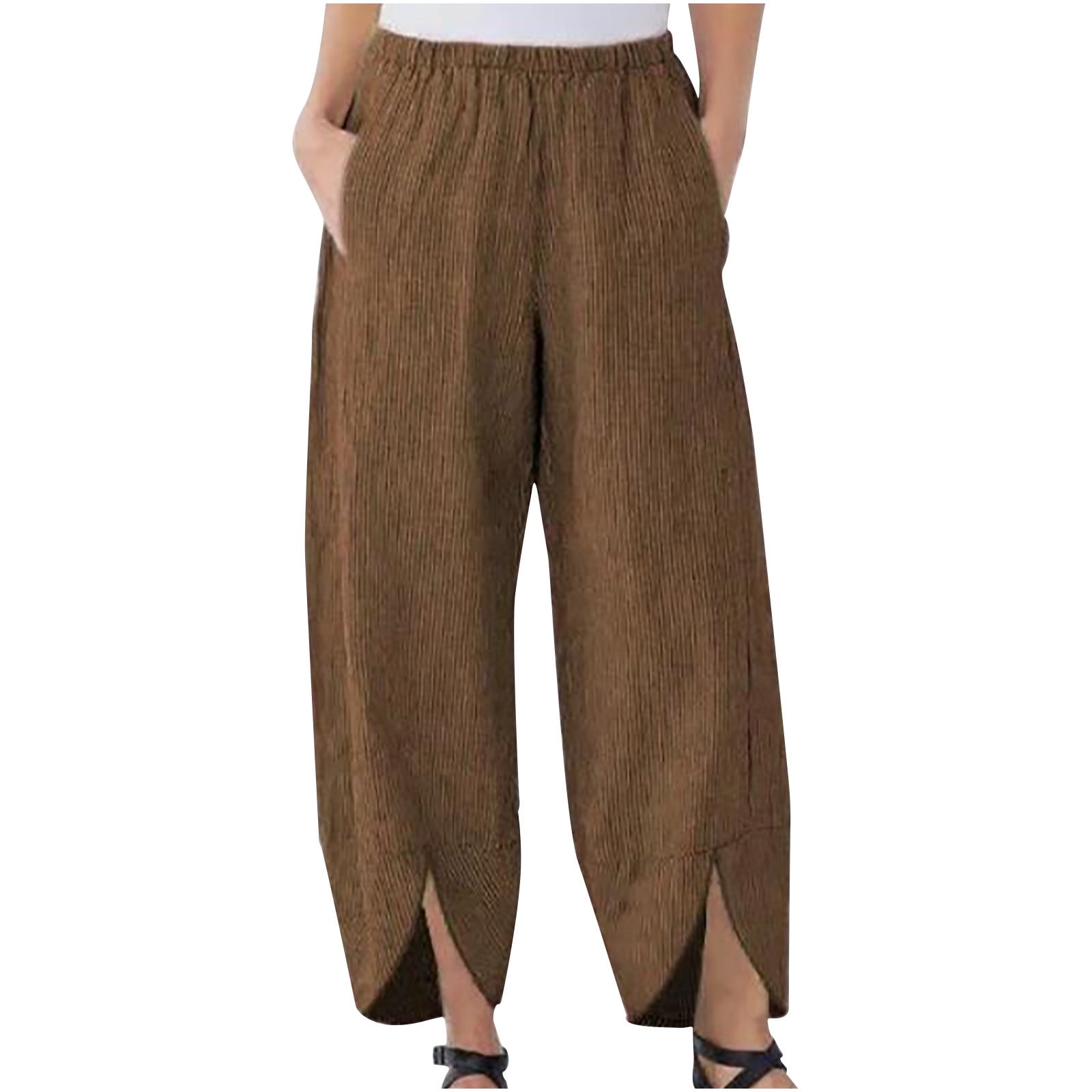 CZHJS Women's Solid Color Crop Pants Clearance Comfy Capris Light