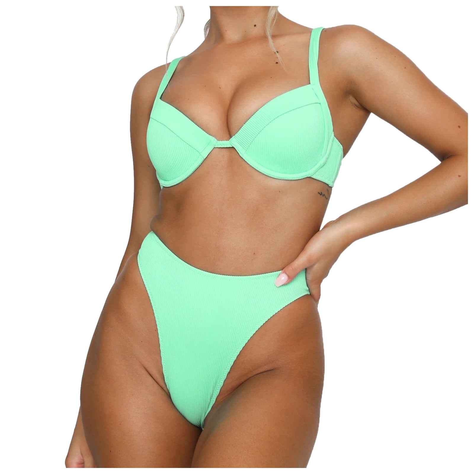 Women Sexy Brazilian Neon Bikini,thong Cheeky Bikini Bottom,sexy Swimsuit,neon  Green Bathing Suit,high Waist Thong,swimwear,two Piece Set 