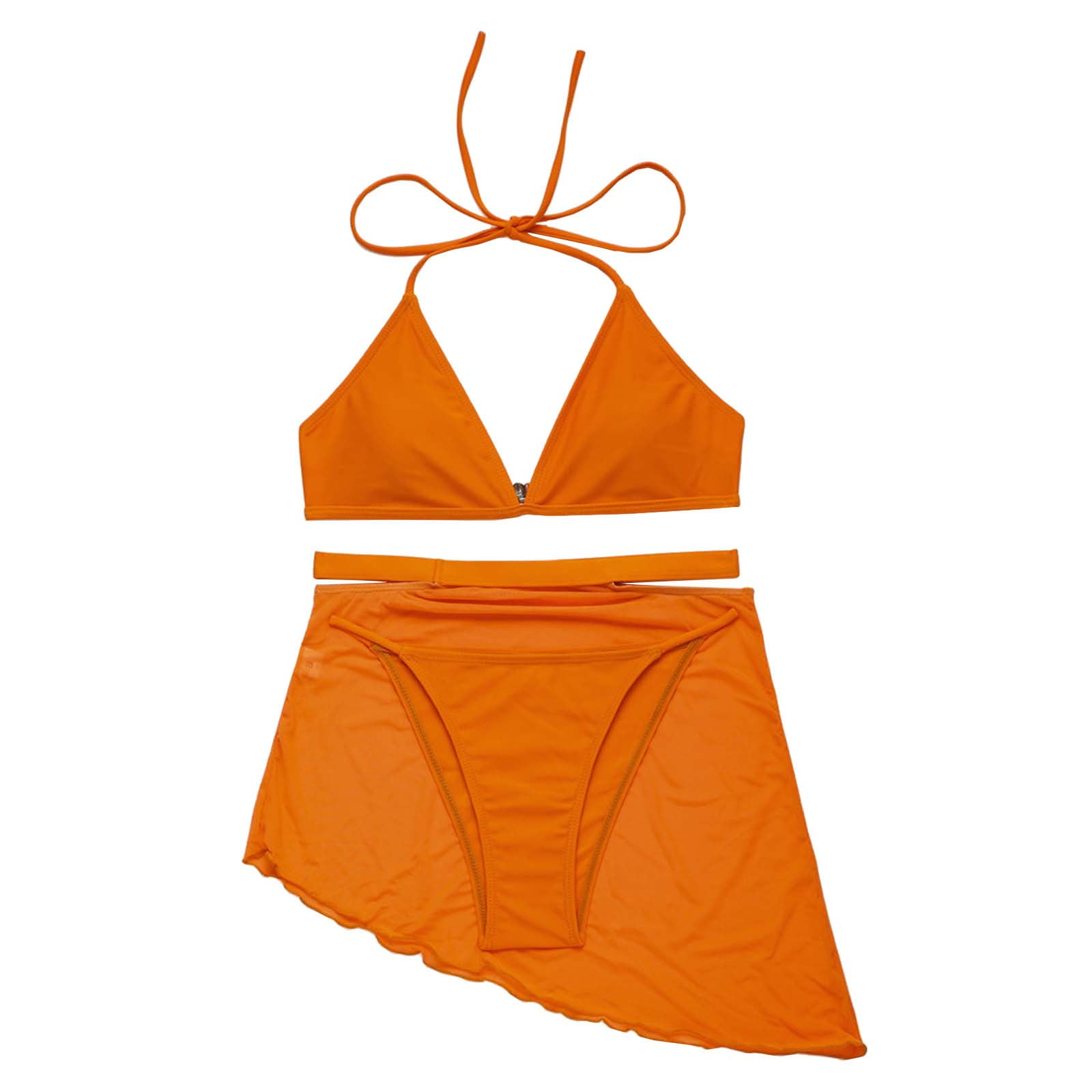 CZHJS Women's Thong Bikini Clearance Two Piece Bathing Suits Swimwear  Summer Beach Outfit Sexy Swimsuit for Women Floral Printing Ombre Halter  Lace up Cheeky High Waisted Brazilian Bikini Orange L 