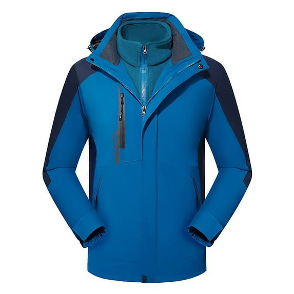 CZHJS Women's Trendy Men and Women Oversized Hoodie Windproof Coat Solid Color Zip up Lightweight Skiing Jackets Winter Clothes Clearance Long Sleeve Dark Blue XXXL