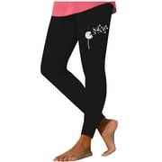 CZHJS Womens Comfy Summer Beach Pants Pencil Pants Compression Pants Dandelion Graphic Boho Slim Leggings High Waist Hiking Pants for Ladies Black S