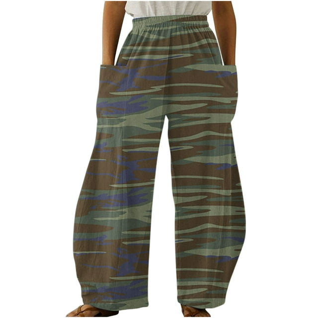 CZHJS Womens Long Palazzo Pants Gradient Color Ombre High Waist Summer