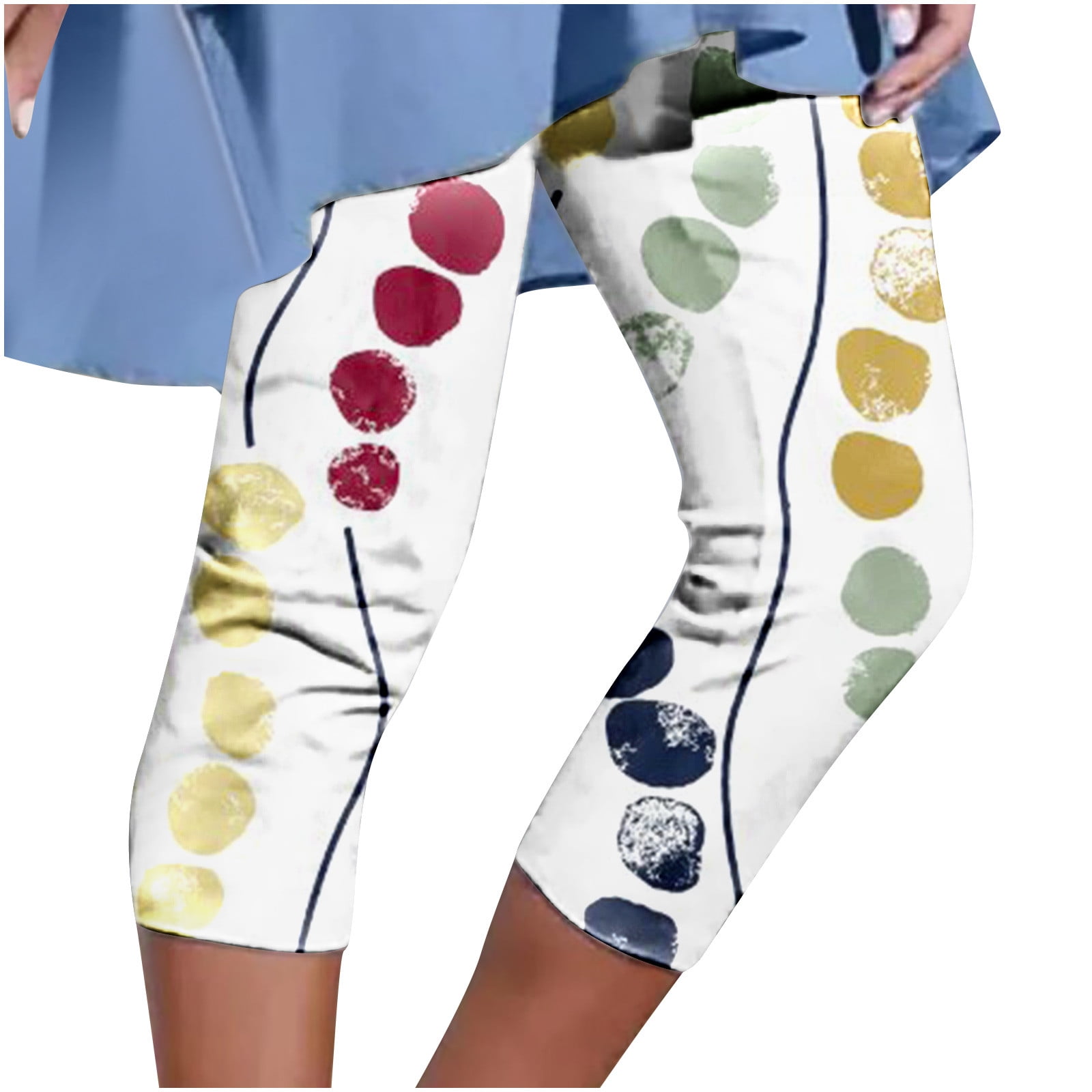 CZHJS Workout Tights Pencil Pants Women Floral Printing Capris Hiking
