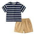 thumbnail image 1 of CZHQWE 12-18 Month Boy Clothes Baby Boy Clothes 3-6 Months Toddler Baby Boy Summer Outfit T-Shirt Short Sleeve Tops Shorts Cute Summer Clothes Set 2Pcs Khaki 18-24 Months, 1 of 9