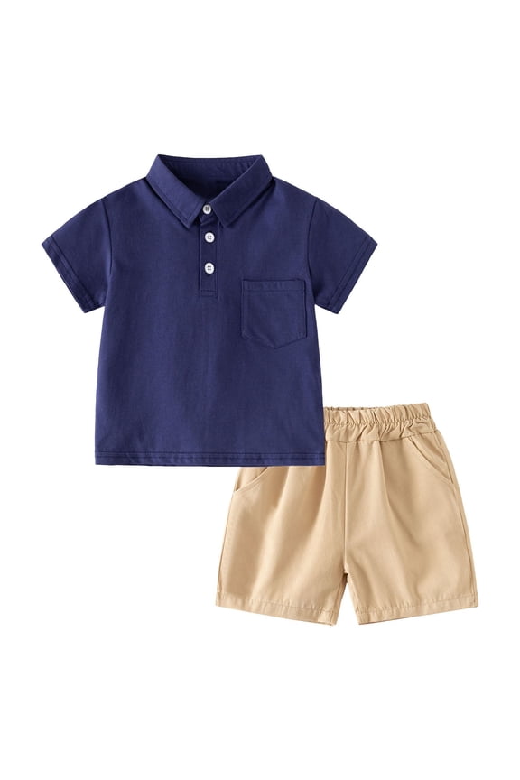 2 Year Old Boy Clothes Baby Summer Clothes Toddler Baby Boy Short Sleeve Shirt & Casual Shorts Set Summer Outfits Clothes Navy 12-18 Months