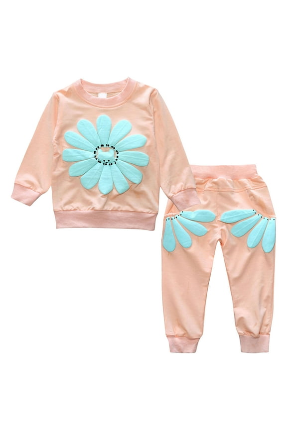 24 Month Girl Clothes 3T Girls Clothes Toddler Girl Clothes Fall Outfits Long Sleeve Sweatshirt Tops + Pants Set 2-3 Years Pink