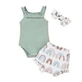thumbnail image 1 of CZHQWE Baby Girl Outfits Toddlers Girls Clothing Baby Girl Clothes Romper Shorts Set Floral Summer Outfits Cute Baby Clothes Girl Green 0-3 Months, 1 of 8