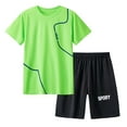 thumbnail image 1 of CZHQWE Boys 2 Piece Short Set Boys Pajama Shorts Toddler Boy'S Short Sleeve T-Shirt And Short Outfit Set Green 13-14 Years, 1 of 3