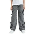 thumbnail image 1 of CZHQWE Boys Pants Jeans For Boys 14-16 Boys Jeans Baggy Straight Leg Elastic Waist Loose Denim Pants With Pockets 12-13 Years, 1 of 6