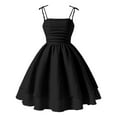 thumbnail image 1 of CZHQWE Cami Dress Spring Dresses For Girls Girl'S Smocked Ruched A Line Swing Dress Layered Tie Shoulder Flowy Cami Dress 10-11 Years Black, 1 of 7