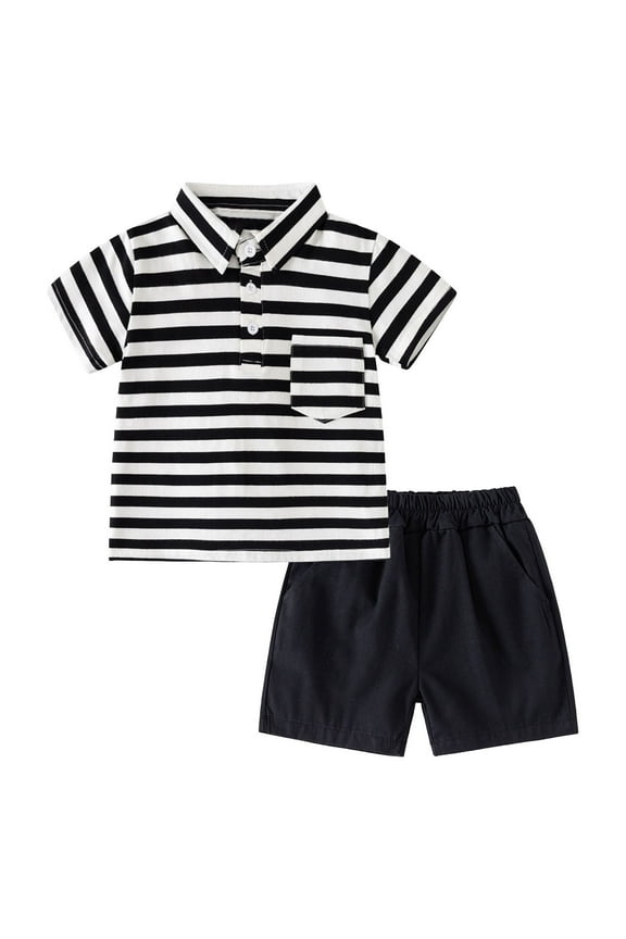 Clothes For 1 Year Old Boy 18-24 Month Boy Clothes Summer Toddler Baby Boy Short Sleeve Shirt & Casual Shorts Set Summer Outfits Clothes Black 3-4 Years