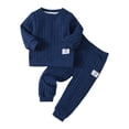 thumbnail image 1 of CZHQWE Clothes For Girls Summer Clothes For Girls Toddler Girl Clothes Drop Shoulder Top Pullover Pants Fall Winter Outfit Set Navy, 1 of 3