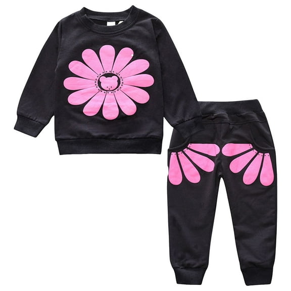 CZHQWE Fall Toddler Girl Clothes 24 Months Girls Clothes Toddler Girl Clothes Fall Outfits Long Sleeve Sweatshirt Tops Pants Set 18-24 Months Black