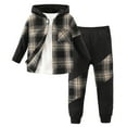 thumbnail image 1 of CZHQWE Kids Clothes Boys 4T Boy Clothes Toddler Boys Clothes - Button Plaid Hoodie Jacket & Sweatpants Sets - 2 Pieces Boys Clothes Outfits Brown 2-3 Years, 1 of 7