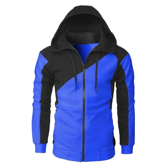 CZHQWE Mens Casual Zipper Hoodie Splicing Large Size Sweater Jacket