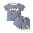 thumbnail image 1 of CZHQWE Ropa Bebe NiñA Baby Girls' Clothing Toddler Baby Girls Clothes T-Shirt + Shorts Cute Summer Short Set Blue 2-3 Years, 1 of 9
