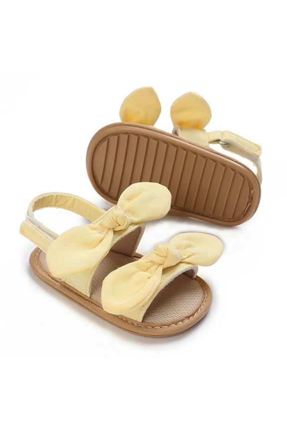 Soft Sole Baby Shoes Baby Shoes Size 4 Baby Girls Sandals Summer Shoes Outdoor First Walker Toddler Girls Shoes For Summer Yellow 6-12 Months
