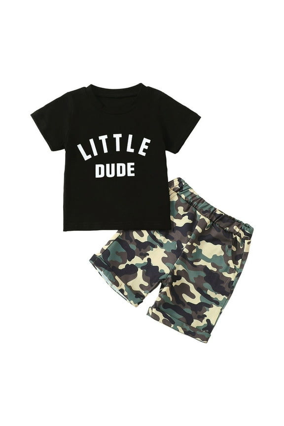 Toddler Boy Sets 1 Year Old Boy Baby Toddler Boy Outfits Clothes Summer Kids Pattern Short Sleeve Shorts Set Camouflage 2-3 Years