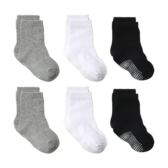 CZHQWE Toddler Grip Socks Socks For Kids Toddler Grip Socks Non Slip Crew Cute Seamless Socks For Boys Girls Infants Kids 1-3 Years Multi Pcs