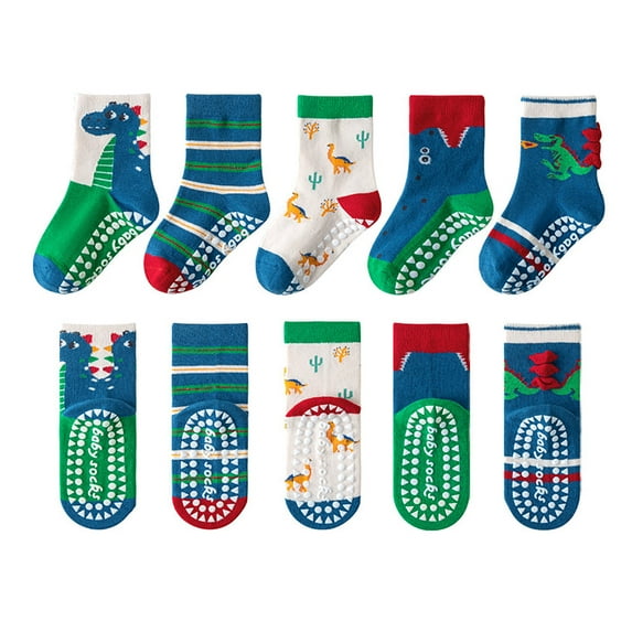 CZHQWE Toddler White Socks Kid Socks Toddler Grip Socks Non Slip Crew Cute Seamless Socks For Boys Girls Infants Kids 9-12 Years Multi Pcs