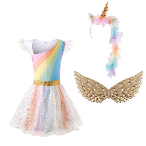 CZKHPTY Unicorn Princess Dress for Girls, Ages 7-8