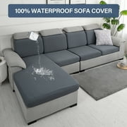 CZL 100% Waterproof Magic Sofa Cover for Living Room, Leakproof Sectional Couch Cover L Shape, Stretch Jacquard Universal Sofa Slipcover Seat Cushion Cover(Chaise Cover, Small, Dark Gray)