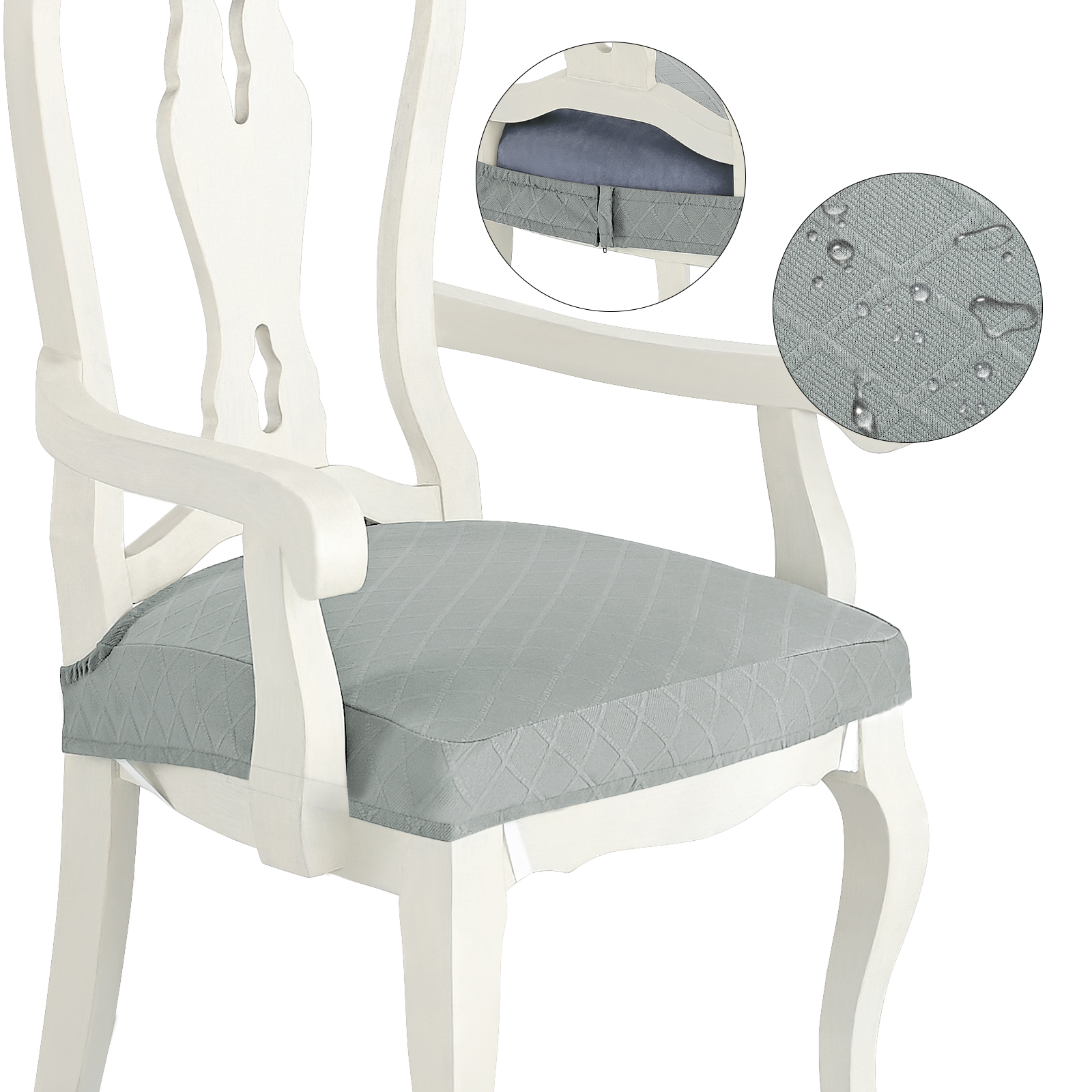 Sure Fit Stretch Jacquard Damask Short Dining Room Chair Slipcover