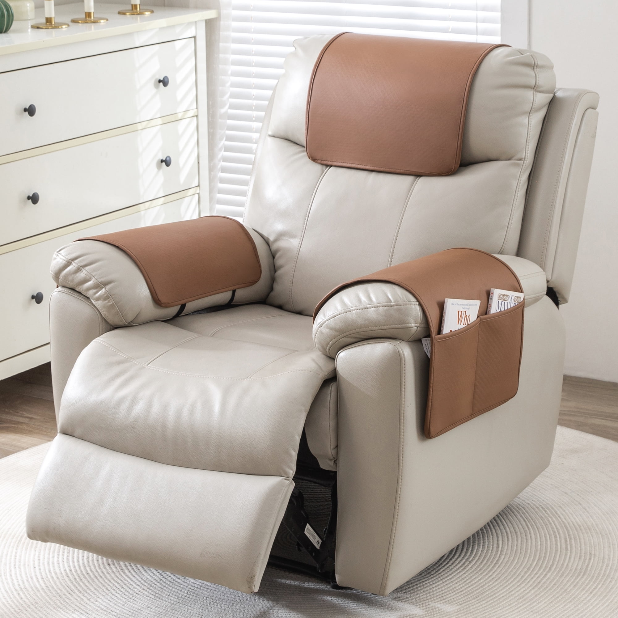 Headrest Protector Recliner Head Covers Beige Cloth Headrest Cover