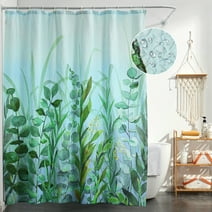 CZL Green Shower Curtains for Bathroom,  Waterproof Plant Leaves Spring Shower Curtain Sets, Textured Fabric Shower Curtain with 12 Hooks, 70''x72''