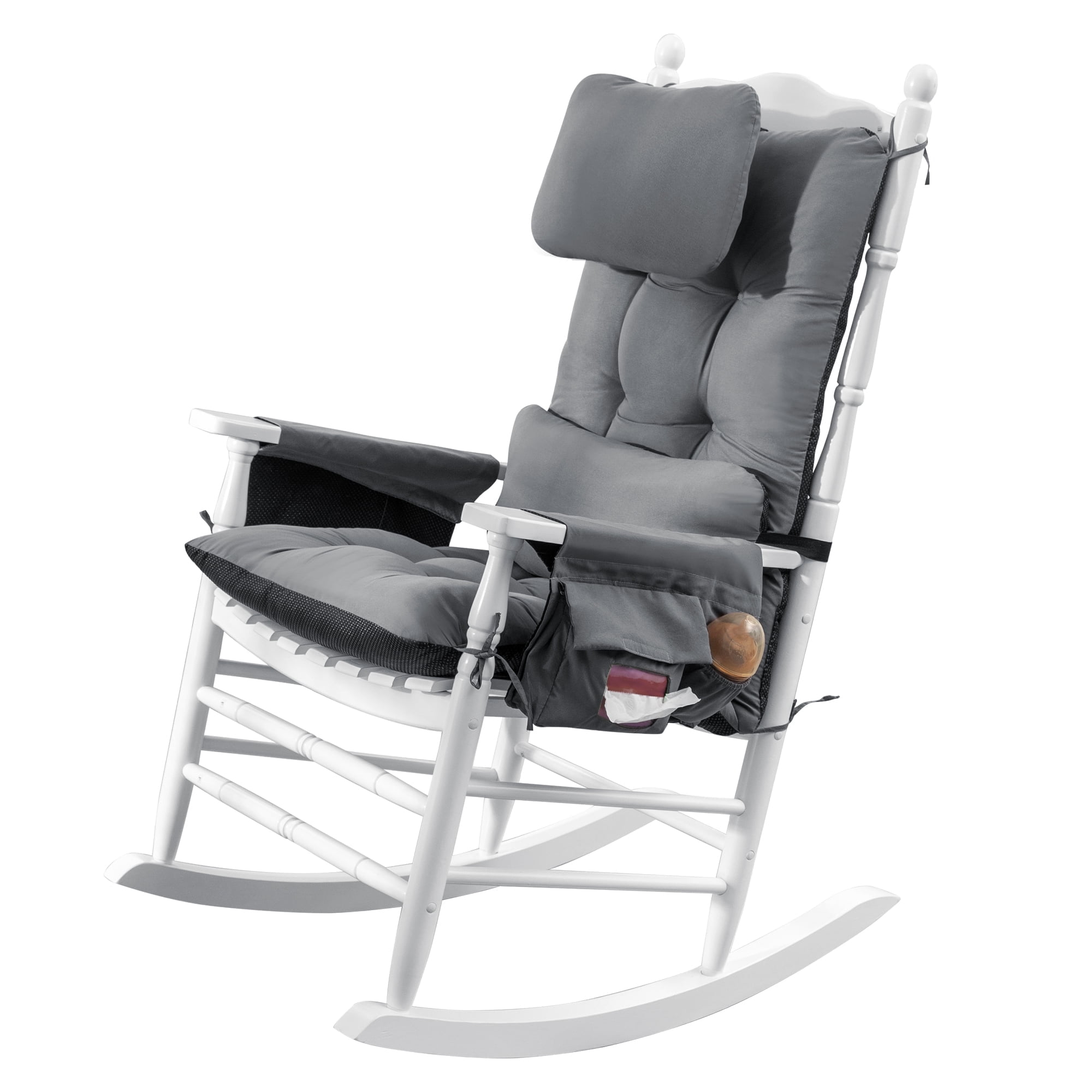 CZL Rocking Chair Cushion Set With Storage Pockets - 2-in-1 Headrest & Lumbar Pillow