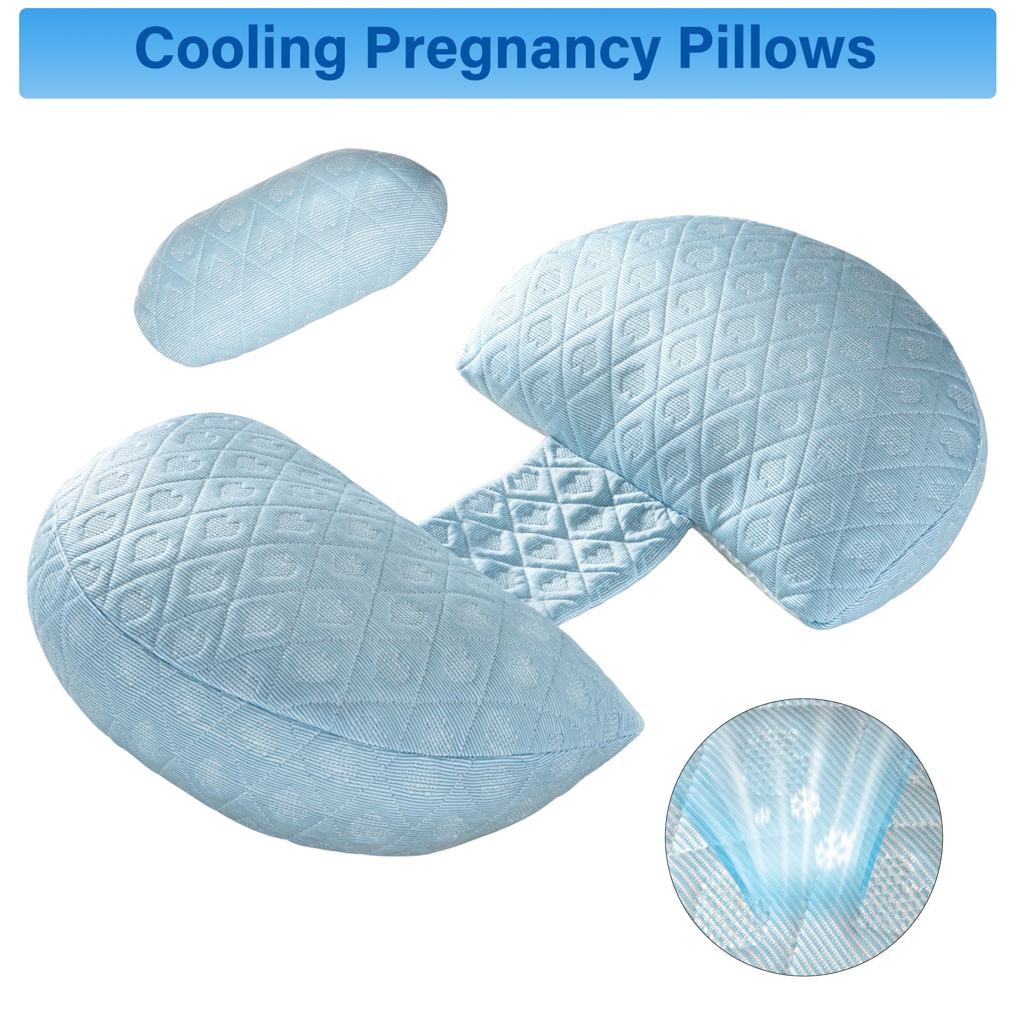 CZL Pregnancy Pillow for Women Sleeping, Ergonomic Maternity Body Support for Back, Belly, Legs, Hips, Small Portable Pregnancy Pillows with Detachable & Washable Cover (Light Blue)