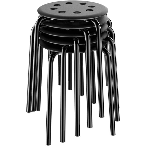 CZMDZH 17.3in Height Portable Plastic Stools Backless Round Top Kitchen ...