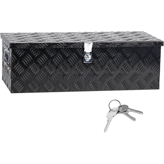 CZMDZH 30 Inch Aluminum Truck Bed Tool Box Pick Up RV Trailer Toolbox Storage Lockable Organizer with Side Handle and Lock Keys Black 30" L x 14" W x 10" H