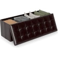 thumbnail image 1 of CZMDZH 43 Inches Folding Storage Ottoman Bench, Upholstered PU Leather Storage Chest with Side Pocket, Padded Seat, End of Bed Bench, Dark Brown, 1 of 9