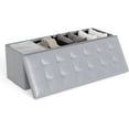 thumbnail image 1 of CZMDZH 43 Inches Folding Storage Ottoman Bench, Upholstered PU Leather Storage Chest with Side Pocket, Padded Seat, End of Bed Bench, Grey, 1 of 15