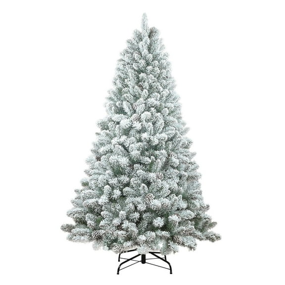 CZMDZH 4ft Flocked Tabletop Christmas Tree with Pine Cones, Automatic Unfold Hinged PVC Xmas Tree, Pre-Decorated Small Space Centerpiece for Party, Desk, & Apartment