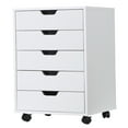 thumbnail image 1 of CZMDZH 5 Drawer Chest Mobile Storage Cabinets Small Wooden Dresser with Wheels Room Organization Furniture for Office Home,White, 1 of 9