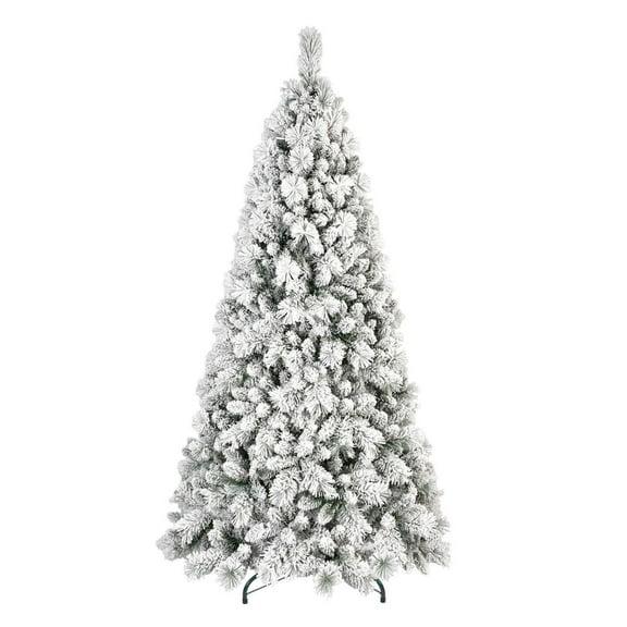 CZMDZH 6ft Flocked Artificial Christmas Tree, Eco-Friendly Fireproof Realistic PVC/Hard Needle Mix Xmas Tree, Snowy Holiday Decor for Home Living Room & Family