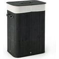 thumbnail image 1 of CZMDZH Bamboo Laundry Hamper with Lid, 72L Large & Tall Clothes Hamper with Removable Liner & Handles, Rectangular Laundry Basket for Small Spaces, Laundry Room, Bedroom (Black), 1 of 15