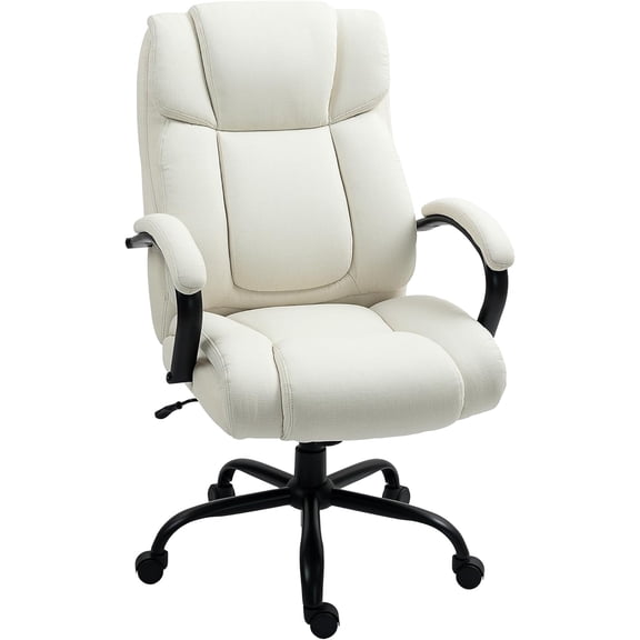 CZMDZH Big and Tall Executive Office Chair 485lbs with Wide Seat, High Back Computer Desk Chair with Tilt, Adjustable Height, Cream White